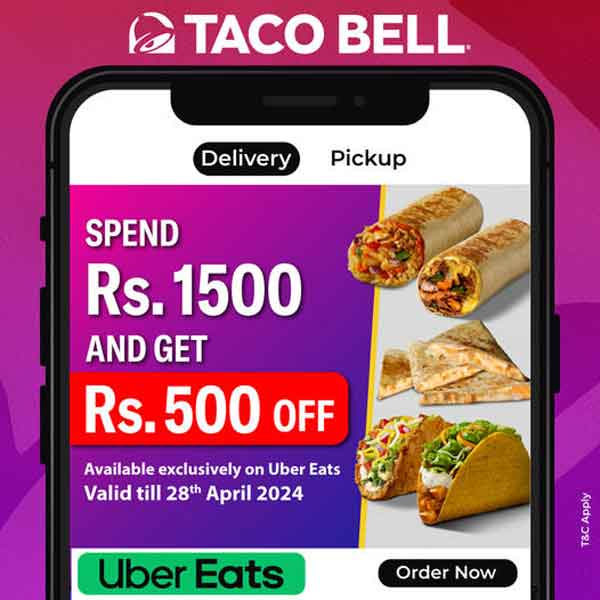 Spend Rs.1500 and get Rs. 500 off on your total bill @ Taco Bell