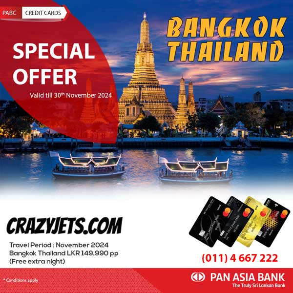 Pan Asia Credit Card holders can now enjoy a special offer for just 149,990 LKR per person