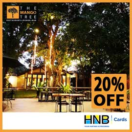 Get 20% off for food for dine-in & take-away @The Mango Tree with HNB Credit Card