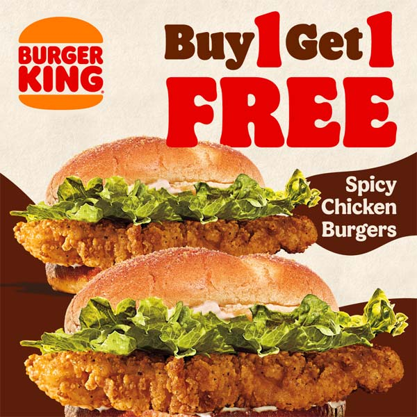 Get 2 Spicy Chicken Burgers for just Rs.1,200! Buy 1, Get 1 FREE – because one isn’t enough