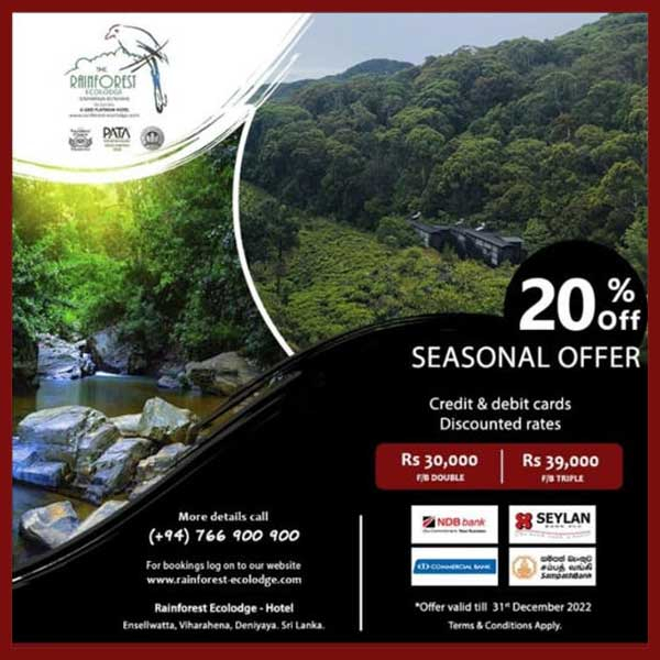 Get 20% off With Seasonal Offer @The Rainforest Ecolodge Sri Lanka