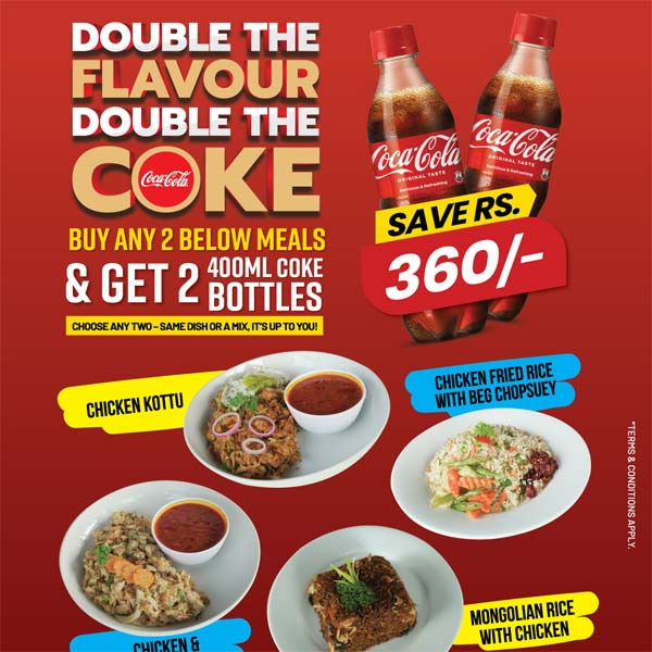 Buy Any 2 Bakes Kitchen Dishes and get 2 Coca-Cola Bottles FREE!