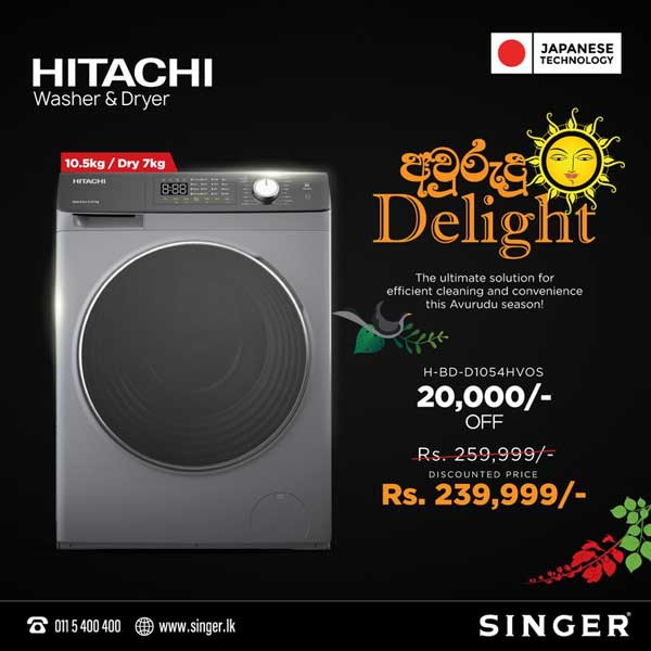 Enjoy Special Price on Hitachi Front Loading washer dryer @ Singer