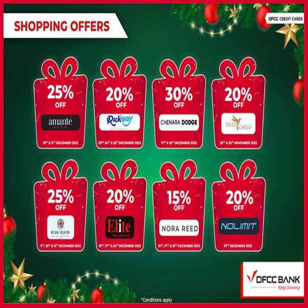 Enjoy Exclusive deals on all your favourite fashion brands with DFCC Credit Cards this festive season!