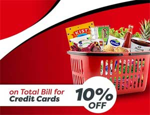 Get 10% OFF on Total bill when you shop at your nearest Cargills Food City using your NDB Credit Cards!