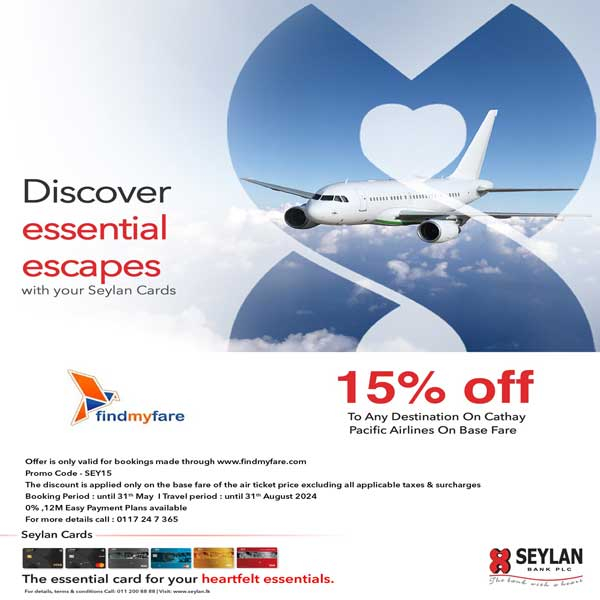 Enjoy 15% discount to any destination on Cathay Pacific Airlines