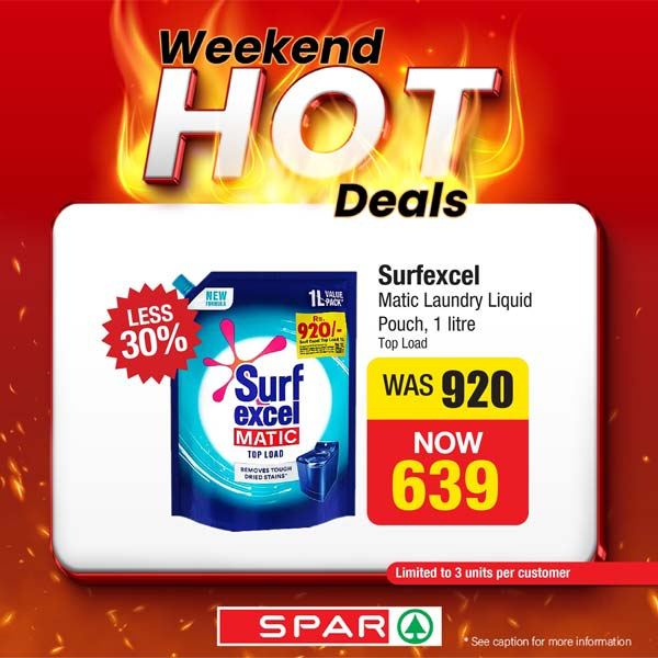 Shop at any SPAR Supermarket outlet this weekend and enjoy our WEEKEND HOT DEALS on selected products!
