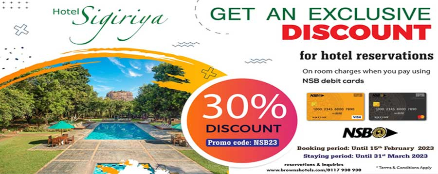 Get a 30% off @Hotel Sigiriya with NSB Debit Cards