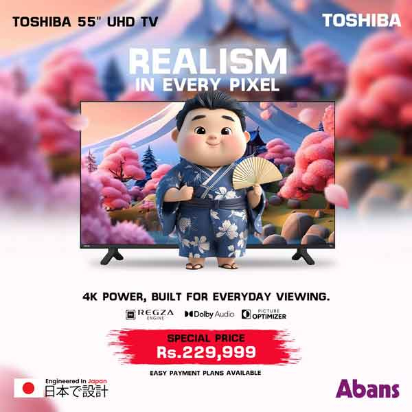 Crafted with Japanese expertise, it delivers brilliant 4K clarity and effortless smart connectivity—all at just LKR 229,999