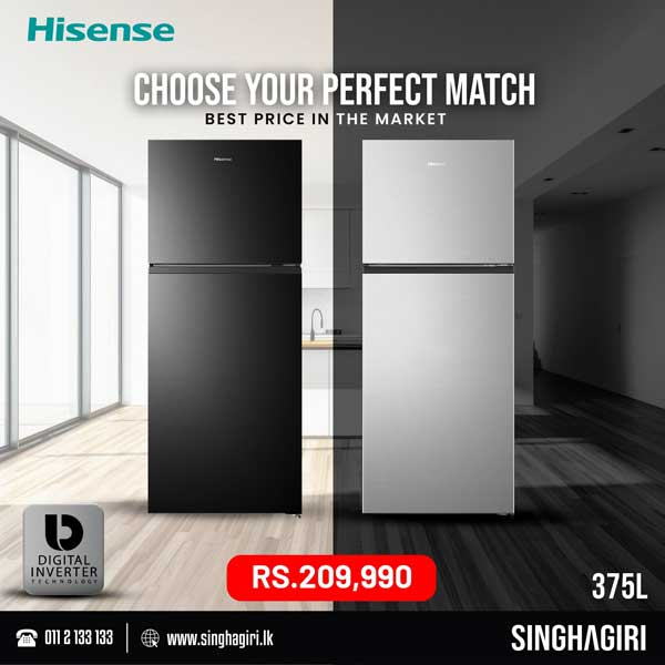 Get the spacious Hisense 375L Double-Door refrigerator for just Rs.209,990