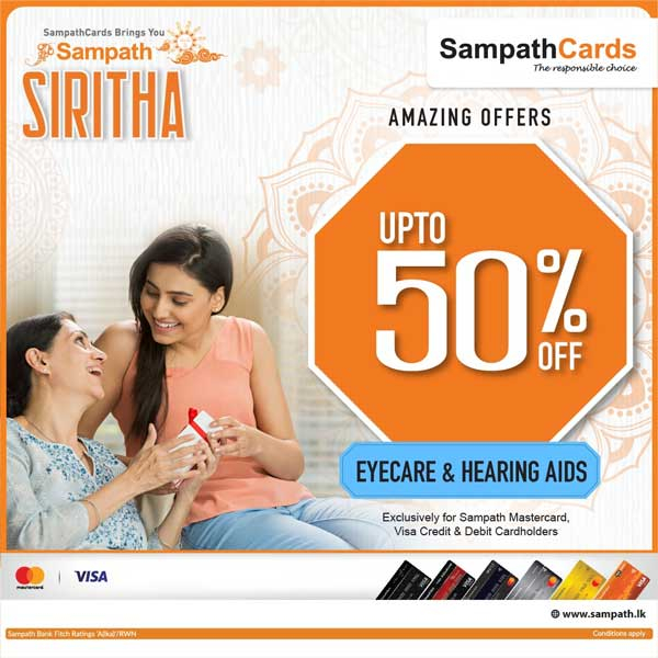 Enjoy up to 50% off on Eyecare & Hearing Aids with Sampath Credit & Debit cards
