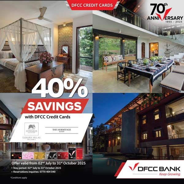 Enjoy 35% Savings at Hermitage by Edwards Collection on double room bookings on half board & full board basis stays with DFCC Credit Cards.