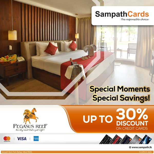 Get 30% Off on All Bookings With Your Sampath Bank  Credit & Debit Card @ Pegasus Reef, Wattala