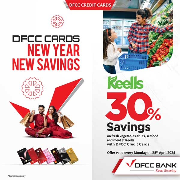 Enjoy 30% Savings on Fresh Vegetables, Fruit, Seafood & Meat for bills above Rs. 5,000/- with DFCC Credit Cards