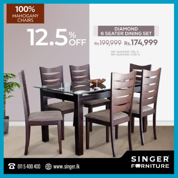 12.5% off on the Diamond 6 Seated Dining Set @Singer