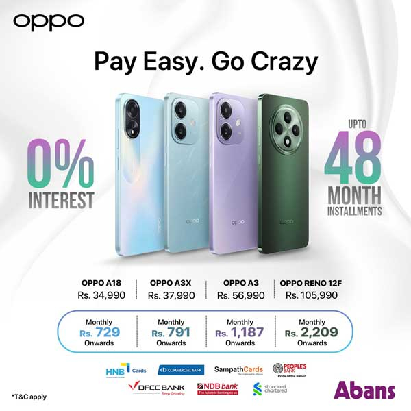 Get your favourite OPPO devices starting from just Rs. 729.00 per month with 0% interest on leading credit cards