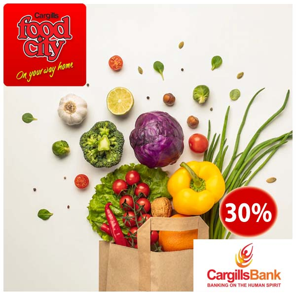 30% savings on local Fresh Vegetables & Fruits with Cargills Bank Credit Cards @Cargills Food City
