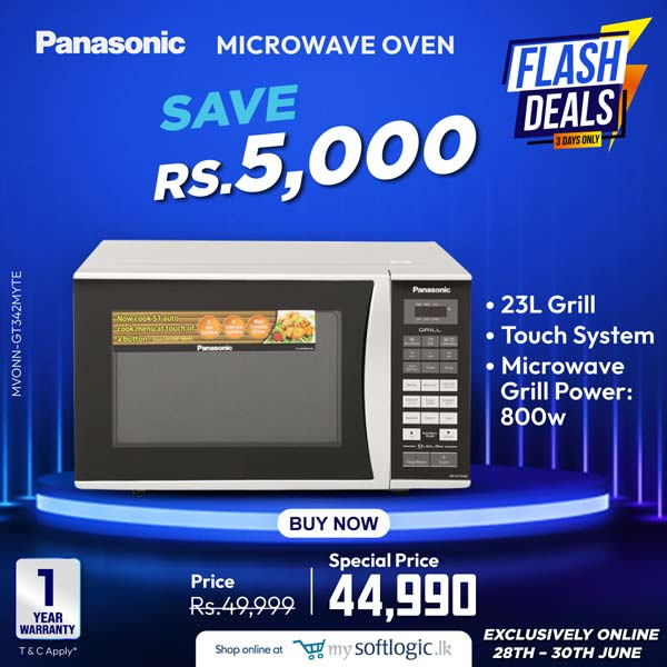 Flash deals from MySoftlogic  Save Rs.5,000 on Panasonic Microwave oven