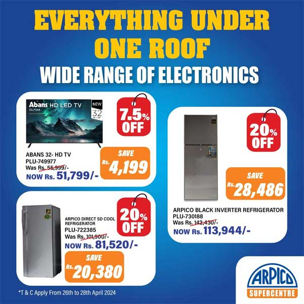 Enjoy the best price on electronics at Arpico