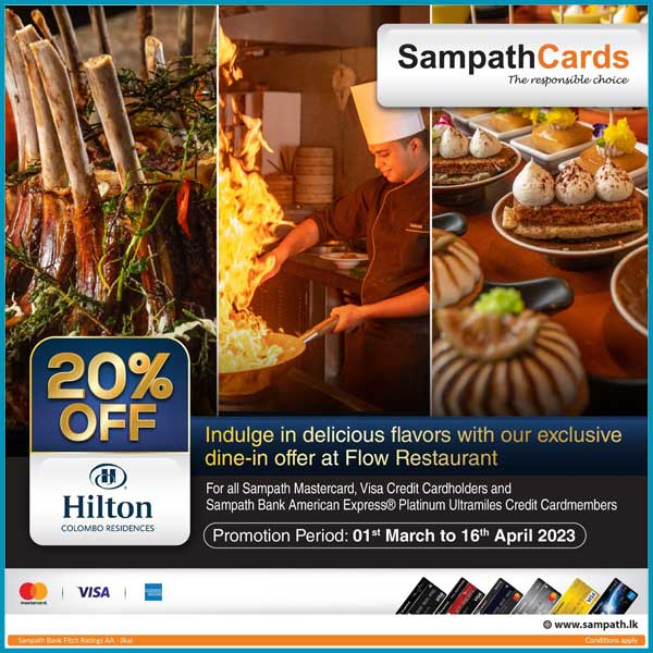 Get 20% off on dining with Sampath Credit Cards @Hilton Colombo Residences