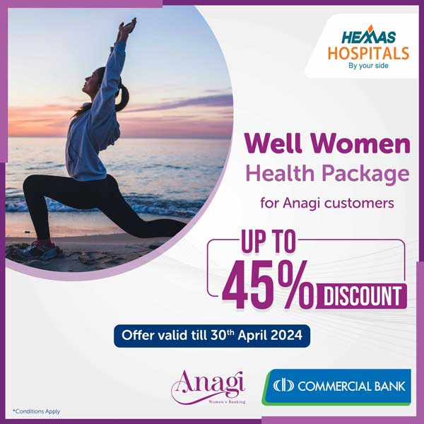 Elevate your well-being with up to 45% off on the Well Women Health Package at Hemas Hospitals Wattala and Thalawathugoda