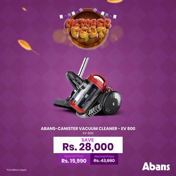 Save Rs. 28,000 on the Abans Canister Vacuum Cleaner, priced at Rs. 15,990