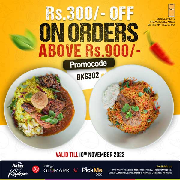 Order your favourite meals from Bakes Kitchen by GLOMARK via PickMe