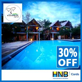 Get 30% off forBB, HB, and FB Basis @Elephas Resort & Spa Sigiriya with HNB Credit Cards