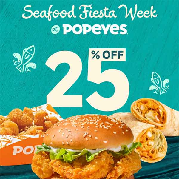Get a fin-tastic 25% OFF on all seafood items — from crispy bites to zesty wraps and everything in between!
