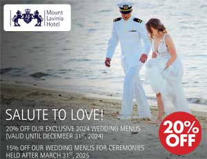 Get a 20% off our exclusive 2024 wedding menus @ Mount Lavinia Hotel