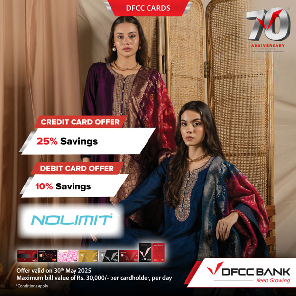 Enjoy 25% Savings on Credit Cards and 10% Savings on Debit Cards at NOLIMIT outlets and www.nolimit.lk.