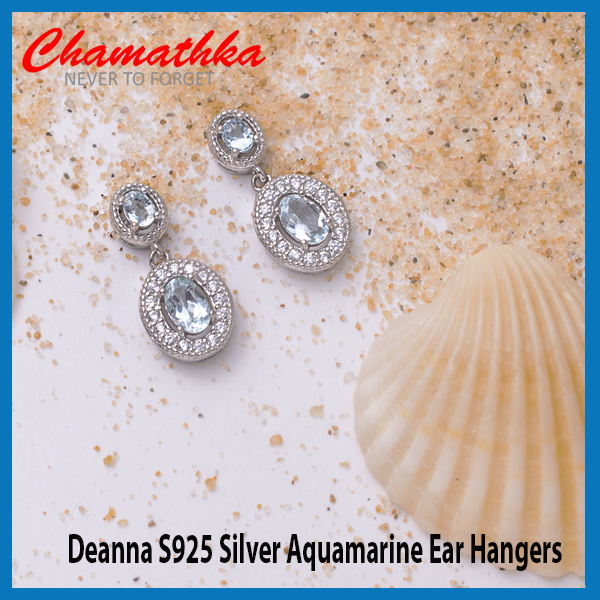 Special Price Reducing for Deanna S925 Silver Aquamarine Ear Hangers @Chamathka