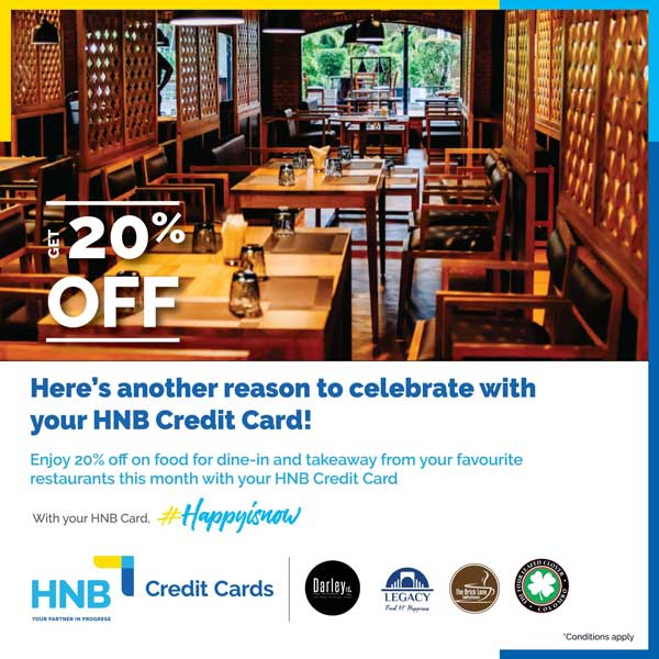 Get a special price on Dining With HNB Credit Cards
