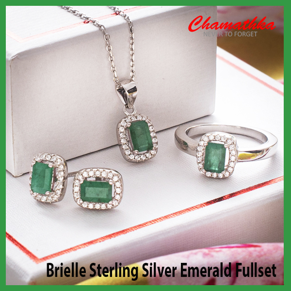 Special Price Reducing for Brielle Sterling Silver Emerald Fullset @Chamathka