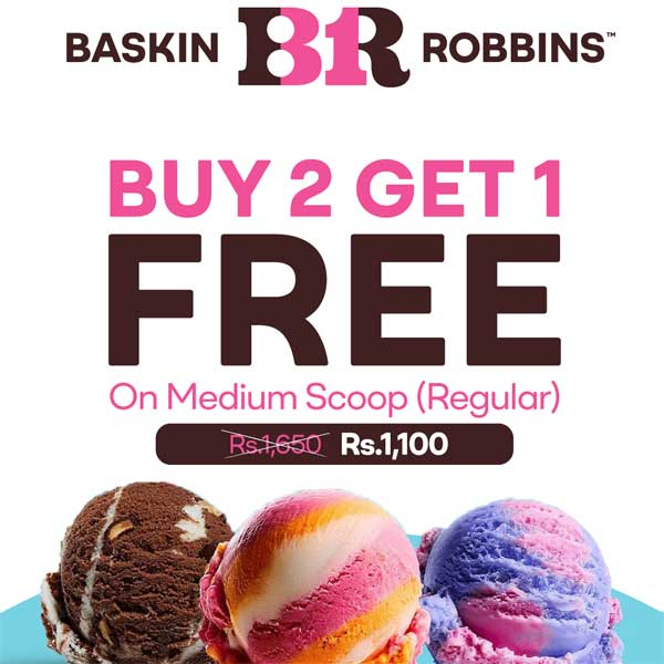 Enjoy a buy 1, get 1 free @ Baskin Robbins Sri Lanka