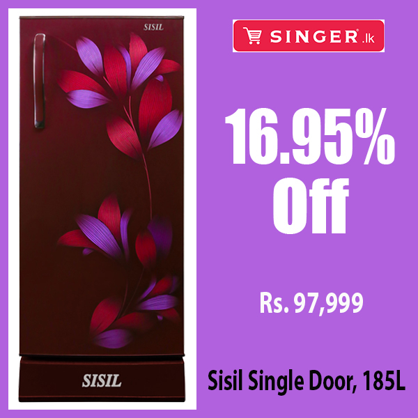 16.95% off for Sisil ECO Refrigerator Single Door, 185L Floral Red @Singer.lk