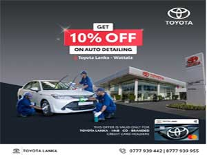 Get a 10% off on Auto Detailing at Toyota Lanka Wattala