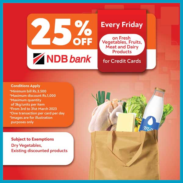 Get 25% off on fresh vegetables, Fruits, Meat, and Dairy Products for Credit Cards @Laugfs Super