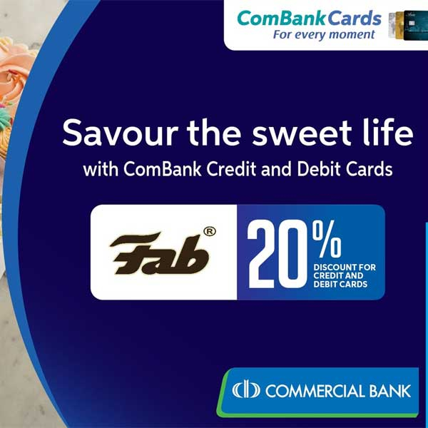 Enjoy a 20% off on cakes with your commercial credit and debit card @ Commercial Bank of Ceylon PLC