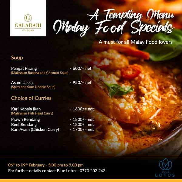 Enjoy special price on malay foods @ Galadari Hotel