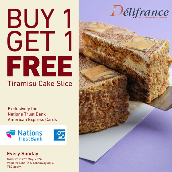 Buy 1 and get 1 free with Nations Trust Bank American Express cards at Délifrance