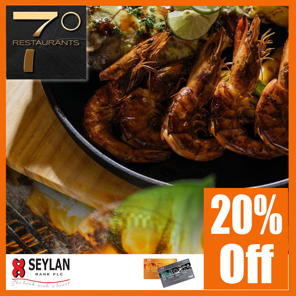 20% off for Seylan Credit Cards Holders for Total Bill @7 Degree Restaurant