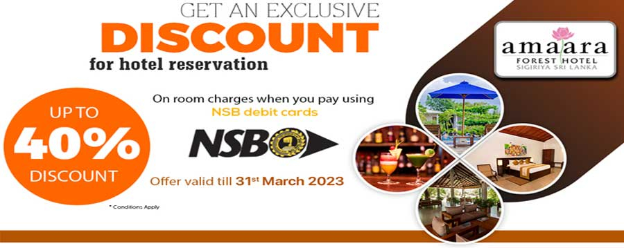 Enjoy up to 40% off @Amaara Forest Hotel, Sigiriya with NSB Debit Cards