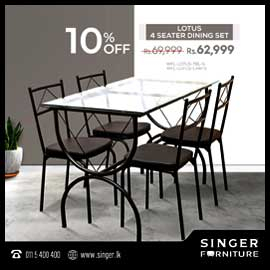 Get 10% off for Lotus 4 Seater Dining Table Set @Singer