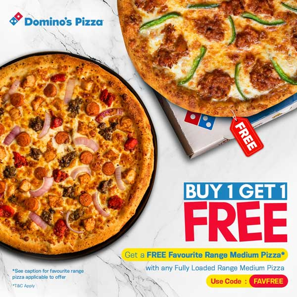 Buy 1 Get 1 Free @ Domino’s Pizza - Top Deals Today | Deals4me.lk