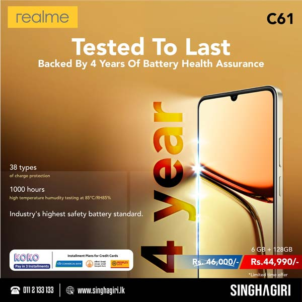 Realme C61 comes tested with 4 years of battery health assurance - your phone stays stronger, longer