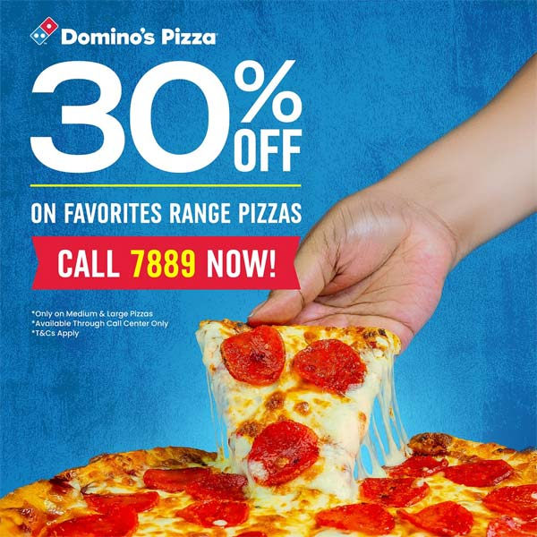 Call us to grab 30% OFF Favorites Range Pizzas!
