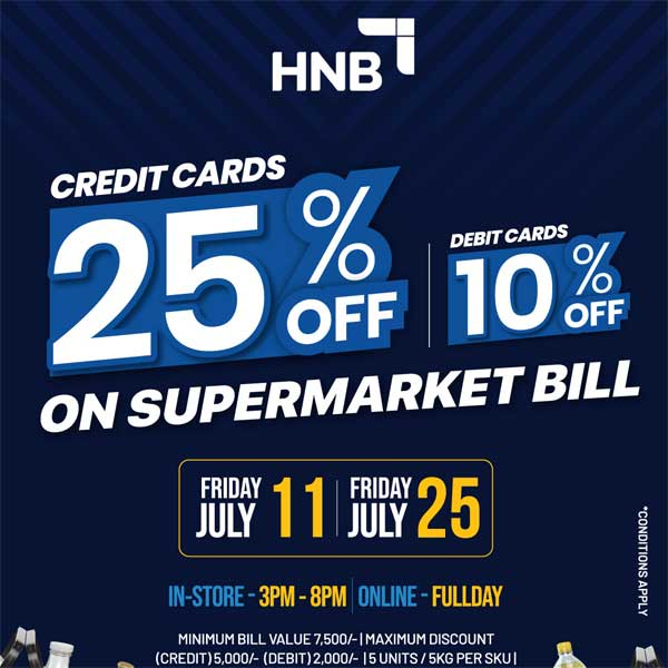 SAVE 25% off with HNB credit cards and 10% off with HNB debit cards @  Softlogic Glomark