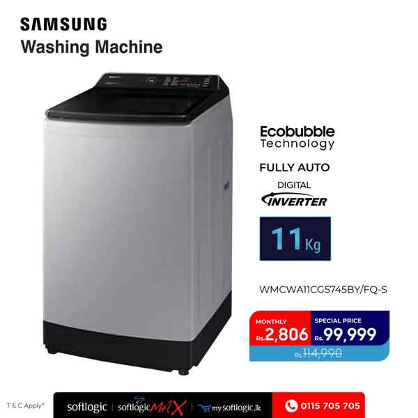 Clean clothes; Smarter Home with Samsung Washers! Monthly Rs.2,806 upwards