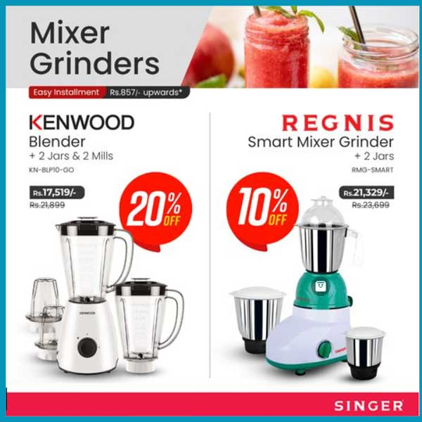 Enjoy Up to 20% off for Mixer Grinders @Singer